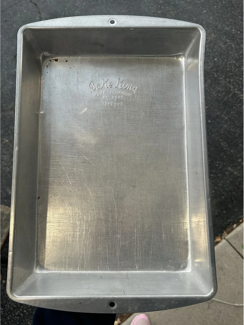 Bake King Pure Aluminum Loaf Pan HB25 13x9x2 Silver Rectangular w/ Handles